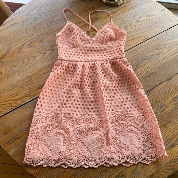 Abercrombie & Fitch | Dresses | Abercrombie Fitch Peach Crochet Spaghetti  Strap Side Zip Dresss | Poshmark